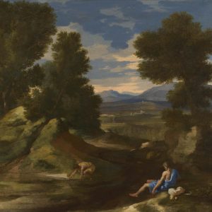 Full title: Landscape with a Man scooping Water from a Stream Artist: Nicolas Poussin Date made: about 1637 Source: http://www.nationalgalleryimages.co.uk/ Contact: picture.library@nationalgallery.co.uk Copyright © The National Gallery, London