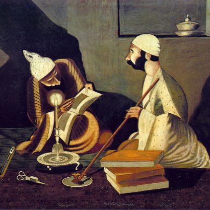 تابلوی استنساخ ملک الشعرا/ استنساخ / تابلو استنساخ/ جواد مجابی/ محمودخان ملک‌الشعرا/نقاشی استنساخ/هنر قاجار