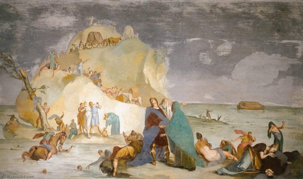 The Flood, 1717 by Mattia Bortoloni (1695-1750) سیل، اثر ماتیا برتولونی