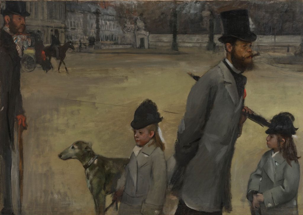 Place de la Concorde or Viscount Lepic and his Daughters Crossing the Place de la Concorde is an 1876 oil painting by Edgar Degas. ادگار دگا میدان کنکورد پاریس در سده‌ی نوزدهم تجربه‌ی مدرنیته فلانور،