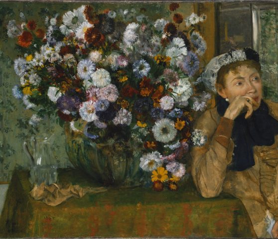 Working Title/Artist: A Woman Seated Beside a Vase of Flowers (Madame Paul Valpincon?) Department: European Paintings Culture/Period/Location: HB/TOA Date Code: Working Date: 1865 photography by mma1980, transparency #13c scanned and retouched by film and media (jnc) 6_1_07